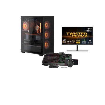 Gaming PC i5-12400F CPU,H610 D4 MB,16GB D4 Ram,1TB NVME SSD,RTX 3050 8GB VGA,650 WATT PSU,Cougar MX220 RGB Mid Tower Case,4x RGB Fans,Win 11 Pro (License) Twisted Minds 24'' FHD 180Hz Monitor,SharX Jaws Wried Gaming Keyboard,Mouse,Headset,MousePad