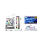 Gaming PC i7-127000F, H610 D5, 16GB DDR5, 1TB NVMe, RTX 5060 8GB White, 750W PSU, GameOn Infinity Digital Display Case 7x RGB Fans, Wi-Fi Adapter, Win 11 Pro + Sades 24" 144Hz Monitor & GameOn Cypher XL Wried Gaming Bundle