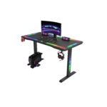 جاماكس P206 طاولة ألعاب بسطح زجاج مقسى مقاس 120x60x74 سم مع ماوس باد وRGB كامل - أسود (غير شامل التركيب)