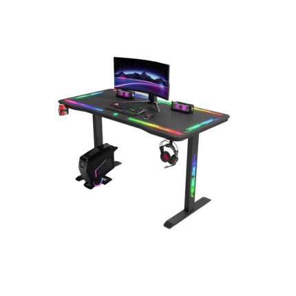 جاماكس P206 طاولة ألعاب بسطح زجاج مقسى مقاس 120x60x74 سم مع ماوس باد وRGB كامل - أسود (غير شامل التركيب)