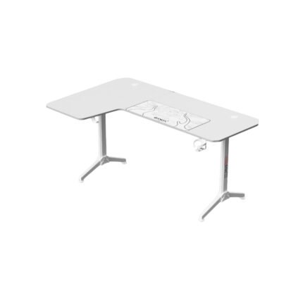 طاولة ألعاب جاماكس هاي واي إل بتصميم حرف إل بمقاس 160 × 100 × 75 سم مع ماوس باد على الجهة اليسرى – أبيض (التركيب غير مشمول)