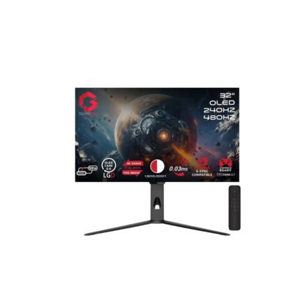 جيم أون شاشة الألعاب جي أو ٣٢ أوليد سلسلة إكس سيجنتشر، مقاس ٣٢ بوصة، بدقة ٤كي، بشاشة أوليد آي بي إس مزدوجة، تدعم ٢٤٠ هرتز بدقة ٤كي و٤٨٠ هرتز بدقة فل إتش دي، بزمن استجابة ٠.٣ مللي ثانية، مزودة بمنافذ إتش دي إم أي ٢.١، متوافقة مع بلايستيشن ٥ - أسود