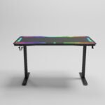 ⁦جاماكس P206 طاولة ألعاب بسطح زجاج مقسى مقاس 120x60x74 سم مع ماوس باد وRGB كامل - أسود (غير شامل التركيب)⁩ - الصورة ⁦5⁩