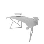 ⁦جاماكس D2204W طاولة ألعاب كاربون فايبر منحنية مقاس 180x70x74 سم مع رفوف متعددة المستويات وماوس باد - ابيض (غير شامل التركيب)⁩ - الصورة ⁦3⁩