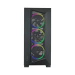 ⁦آزا كيس جهاز الكمبيوتر أوكتان ايه - ايه تي اكس متوسط الحجم، لوحة جانبية من الزجاج المقوى، ٣ مراوح ايه آر جي بي - أسود⁩ - الصورة ⁦3⁩