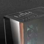 ⁦آزا كيس جهاز الكمبيوتر نبتون متوسط الحجم، لوحتين أماميتين وجانب أيسر من الزجاج المقوى، مع ٤ مراوح آر جي بي - أسود⁩ - الصورة ⁦7⁩