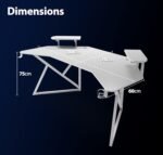 ⁦جاماكس D2204W طاولة ألعاب كاربون فايبر منحنية مقاس 180x70x74 سم مع رفوف متعددة المستويات وماوس باد - ابيض (غير شامل التركيب)⁩ - الصورة ⁦6⁩