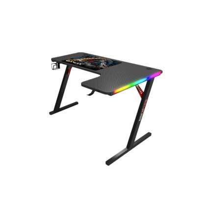 جاماكس P201-RB طاولة ألعاب كاربون فايبر RGB مقاس 140x100x74 سم مع ماوس باد (شكل L - يمين) - أسود (غير شامل التركيب)