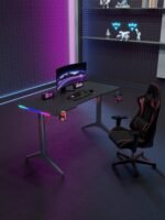 ⁦جاماكس D2208B طاولة ألعاب كاربون فايبر RGB مقاس 120x60x74 سم مع ماوس باد - أسود⁩ - الصورة ⁦4⁩