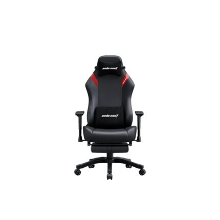 Andaseat Luna Pro with Footrest, Large Gaming Chair, PVC Leather - Black/Red