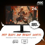 ⁦AOC 24G4E 24 Inch 180Hz FHD HDMI 2.0 1ms IPS Gaming Monitor - Black⁩ - الصورة ⁦6⁩