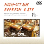 ⁦AOC 24G4E 24 Inch 180Hz FHD HDMI 2.0 1ms IPS Gaming Monitor - Black⁩ - الصورة ⁦4⁩