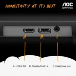 ⁦AOC 24G4E 24 Inch 180Hz FHD HDMI 2.0 1ms IPS Gaming Monitor - Black⁩ - الصورة ⁦2⁩