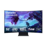 Samsung Odyssey Ark 2nd Gen. (G97NC) 55" 4K UHD (3840 x 2160), VA Panel, 1ms(GTG), 165Hz, 4 Input Multi View, Quantum Mini-LED, AMD FreeSync Premium Pro, HDMI 2.1, Adjustable HAS PIVOT Stand, 1000R Curved Gaming Monitor