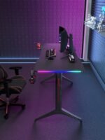 ⁦جاماكس D2208B طاولة ألعاب كاربون فايبر RGB مقاس 120x60x74 سم مع ماوس باد - أسود⁩ - الصورة ⁦3⁩