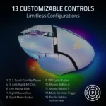 ⁦Razer Basilisk V3 Pro 35K Fully Customizable Wireless/ Bluetooth Wired Ergonomic Gaming Mouse, Focus Pro 35K Optical Gen-2 Sensor, Up to 210 Hrs on Bluetooth/145 Hrs on Wireless– White⁩ - الصورة ⁦2⁩