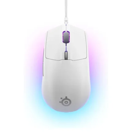 SteelSeries Rival 3 Wired Gaming Mouse LightWeight (77G) 60 Million Clicks, 8,500 DPI 6 Programmable Buttons, 3-Zone RGB - White