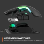 ⁦SteelSeries Rival 5 Precision Multi-Genre Prism RGB Wired Gaming Mouse, Ergonomic 9 Programmable Buttons 18,000 CPI, Perfect For all Battle Royale, FPS, MOBA,MMO & Fast-Paced Games, True Move Air Optical Gaming Sensor - Black⁩ - الصورة ⁦6⁩