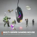 ⁦SteelSeries Rival 5 Precision Multi-Genre Prism RGB Wired Gaming Mouse, Ergonomic 9 Programmable Buttons 18,000 CPI, Perfect For all Battle Royale, FPS, MOBA,MMO & Fast-Paced Games, True Move Air Optical Gaming Sensor - Black⁩ - الصورة ⁦3⁩