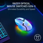 ⁦Razer Basilisk V3 Pro 35K Fully Customizable Wireless/ Bluetooth Wired Ergonomic Gaming Mouse, Focus Pro 35K Optical Gen-2 Sensor, Up to 210 Hrs on Bluetooth/145 Hrs on Wireless– White⁩ - الصورة ⁦7⁩