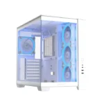 Asus A32 PLUS Mid Tower Steel / ABS Plastic Fornt & Left Side Tempered Glass Side Panel ABS Plastic Case With 4 ARGB Fans -White - الصورة 7