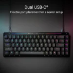 ⁦Asus M605 Rog Falchion Ace HFX 65% Wired Analog Gaming Keyboard Magnetic Switch Linear And Speedy (Arabic) - Black⁩ - الصورة ⁦4⁩