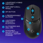 ⁦Logitech G309 LightSpeed Wireless/BlueTooth Gaming Mouse, Hero 25K 25,600 DPI - Black⁩ - الصورة ⁦2⁩