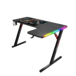 ⁦جاماكس P201-RB طاولة ألعاب كاربون فايبر RGB مقاس 140x100x74 سم مع ماوس باد (شكل L - يمين) - أسود (غير شامل التركيب)⁩ - الصورة ⁦4⁩