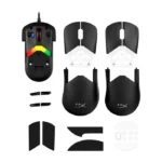 ⁦HyperX Pulsefire Saga Gaming Mouse, Modular Design with Interchangeable Parts, 69g Lightweight, 8kHz Polling Rate, HyperX Optical Switches, Up to 26,000 DPI, Custom RGB Lighting, Black | A2PB3AA⁩ - الصورة ⁦2⁩
