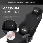 ⁦AndaSeat Luna Pro with Footrest, Large Gaming Chair Linen Fabric - Black⁩ - الصورة ⁦6⁩