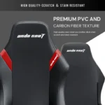 ⁦Andaseat Luna Pro with Footrest, Large Gaming Chair, PVC Leather - Black/Red⁩ - الصورة ⁦3⁩