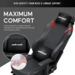 ⁦Andaseat Luna Pro with Footrest, Large Gaming Chair, PVC Leather - Black/Red⁩ - الصورة ⁦2⁩