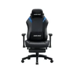 Andaseat Luna Pro with Footrest, Large Gaming Chair, PVC Leather - Black/Blue
