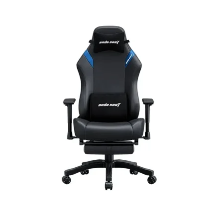 Andaseat Luna Pro with Footrest, Large Gaming Chair, PVC Leather - Black/Blue
