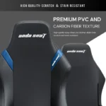⁦Andaseat Luna Pro with Footrest, Large Gaming Chair, PVC Leather - Black/Blue⁩ - الصورة ⁦3⁩