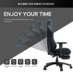 ⁦Andaseat Luna Pro with Footrest, Large Gaming Chair, PVC Leather - Black/Blue⁩ - الصورة ⁦2⁩