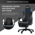 ⁦Andaseat Luna Pro with Footrest, Large Gaming Chair, PVC Leather - Black/Blue⁩ - الصورة ⁦4⁩