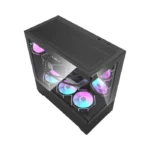 ⁦Sleek Panoramic Gaming Case with Stealth Black Finish The Aigo DarkFlash DS900 Air Gaming PC Case in Black is a high-airflow mid-tower designed for modern gaming builds that prioritize both performance and aesthetics. Its 270-degree panoramic tempered glass panels provide a wide, uninterrupted view of your components, making RGB lighting setups and high-end hardware visually striking. The black finish adds a clean, stealth-style appearance suitable for powerful gaming rigs or professional setups.   	 Strong Cooling with 6× 120mm ARGB Fans This case comes pre-installed with 6 ARGB 120mm fans, delivering strong airflow right out of the box for stable thermal performance. The airflow layout supports up to 9 fans total and multiple radiator configurations, including up to 360mm liquid cooling support, making it suitable for high-performance CPUs and GPUs under heavy load.        Spacious Interior with High-End Hardware Support The DS900 Air supports ATX, Micro-ATX, and Mini-ITX motherboards and offers excellent clearance for modern components. It supports GPUs up to 425mm in length and CPU coolers up to 170mm, along with 7 expansion slots for flexible upgrades. Its bottom-mounted PSU design and optimized layout improve cable management and airflow efficiency, helping maintain a clean and stable build.  Key Specifications Model: Aigo DarkFlash DS900 Air  Color: Black  Case Type: Mid-Tower ATX  Design: 270° Panoramic Tempered Glass  Cooling Fans: 6 × Pre-Installed 120mm ARGB Fans  Max Fan Support: Up to 9 Fans  Radiator Support: Up to 360mm  Motherboard Support: ATX / Micro-ATX / Mini-ITX  GPU Support: Up to 425mm  CPU Cooler Clearance: Up to 170mm  Expansion Slots: 7  PSU Position: Bottom Mounted  Usage: Gaming, high-performance builds, showcase PCs⁩ - الصورة ⁦6⁩