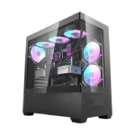 ⁦Sleek Panoramic Gaming Case with Stealth Black Finish The Aigo DarkFlash DS900 Air Gaming PC Case in Black is a high-airflow mid-tower designed for modern gaming builds that prioritize both performance and aesthetics. Its 270-degree panoramic tempered glass panels provide a wide, uninterrupted view of your components, making RGB lighting setups and high-end hardware visually striking. The black finish adds a clean, stealth-style appearance suitable for powerful gaming rigs or professional setups.   	 Strong Cooling with 6× 120mm ARGB Fans This case comes pre-installed with 6 ARGB 120mm fans, delivering strong airflow right out of the box for stable thermal performance. The airflow layout supports up to 9 fans total and multiple radiator configurations, including up to 360mm liquid cooling support, making it suitable for high-performance CPUs and GPUs under heavy load.        Spacious Interior with High-End Hardware Support The DS900 Air supports ATX, Micro-ATX, and Mini-ITX motherboards and offers excellent clearance for modern components. It supports GPUs up to 425mm in length and CPU coolers up to 170mm, along with 7 expansion slots for flexible upgrades. Its bottom-mounted PSU design and optimized layout improve cable management and airflow efficiency, helping maintain a clean and stable build.  Key Specifications Model: Aigo DarkFlash DS900 Air  Color: Black  Case Type: Mid-Tower ATX  Design: 270° Panoramic Tempered Glass  Cooling Fans: 6 × Pre-Installed 120mm ARGB Fans  Max Fan Support: Up to 9 Fans  Radiator Support: Up to 360mm  Motherboard Support: ATX / Micro-ATX / Mini-ITX  GPU Support: Up to 425mm  CPU Cooler Clearance: Up to 170mm  Expansion Slots: 7  PSU Position: Bottom Mounted  Usage: Gaming, high-performance builds, showcase PCs⁩ - الصورة ⁦7⁩