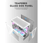 ⁦Aigo DarkFlash DS900 Air Gaming PC Case, with 6 * 120mm ARGB Fans, Tempered Glass Panels, 7 Expansion Slots-White⁩ - الصورة ⁦3⁩