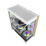 ⁦Aigo DarkFlash DS900W Gaming PC Case with 7 ARGB Fans Pre Installed, Tempered Glass Panels - White⁩ - الصورة ⁦6⁩