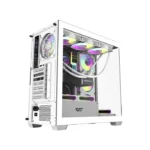 ⁦Aigo DarkFlash DS900W Gaming PC Case with 7 ARGB Fans Pre Installed, Tempered Glass Panels - White⁩ - الصورة ⁦8⁩