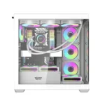 ⁦Aigo DarkFlash DS900W Gaming PC Case with 7 ARGB Fans Pre Installed, Tempered Glass Panels - White⁩ - الصورة ⁦5⁩