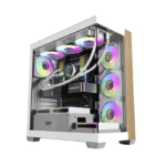 ⁦Aigo DarkFlash DS900W Gaming PC Case with 7 ARGB Fans Pre Installed, Tempered Glass Panels - White⁩ - الصورة ⁦9⁩