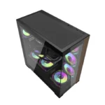 ⁦Aigo DarkFlash DS900W Gaming PC Case with 7 ARGB Fans Pre Installed, Tempered Glass Panels - Black⁩ - الصورة ⁦8⁩