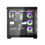 ⁦Aigo DarkFlash DS900W Gaming PC Case with 7 ARGB Fans Pre Installed, Tempered Glass Panels - Black⁩ - الصورة ⁦4⁩