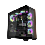 Aigo DarkFlash DS900W Gaming PC Case with 7 ARGB Fans Pre Installed, Tempered Glass Panels - Black