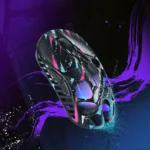 ⁦Gravastar Mercury X Pro Magnesium Alloy Frame Wireless/Bluetooth/Wired Gaming Mouse - Neon Graffiti⁩ - الصورة ⁦3⁩