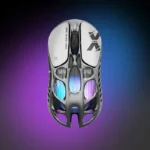 ⁦Gravastar Mercury X Pro Magnesium Alloy Frame Wireless/Bluetooth/Wired Gaming Mouse - Interstellar Silver⁩ - الصورة ⁦2⁩