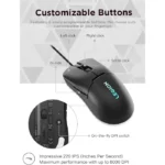 ⁦Lenovo M300s RGB Gaming Mouse Ultra Lightweight, Symmetrical Design, 6 Programmable Buttons, 16.8m RGB Logo, Upto 8000 DPI - Black⁩ - الصورة ⁦4⁩